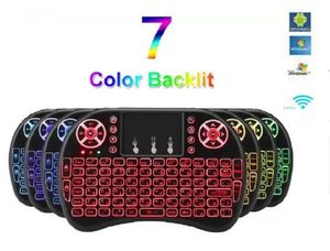 7 Color i8 Wireless Mini Keyboard Backlit 2.4G mini Air Mouse Remote Control Touchpad for Smart Android TV Box media player Notebook Tablet Pc