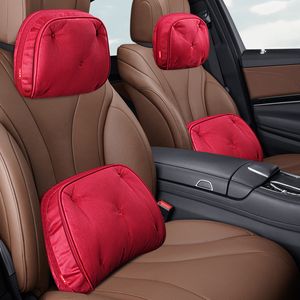 Bilhuvudstöd Neckstödkudde Ultra Soft Suede Maybach Design S Class Universal Justerbar Neck Rel Lumbal Pillows Seat Accessories