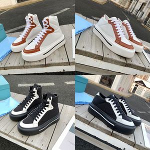 Macro Patent Leather High-top Sneakers Men Women Platform Canvas Shoes Re-Nylon Brushed Sneaker Flat Trainers 45 mm Expanded Rubber sole Casual Shoe 287