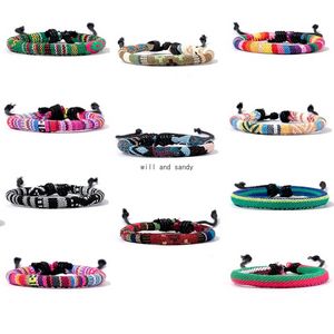 Multicolor Rainbow Justerbara armband Bangle manschett Bohemiska färgglada vaxreparmband för män Kvinnor Modesmycken Will och Sandy