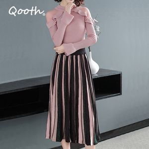 Quirts quirts quirts rowway летние женщины вязаная юбка элегантный старинный цвет пэчворк полосатый мода qh1811 210609