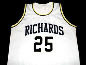 #25 Dwyane Wade Richards High School Basketball Jerseys White Retro Classic Herr Sömda anpassade nummer och namntröjor