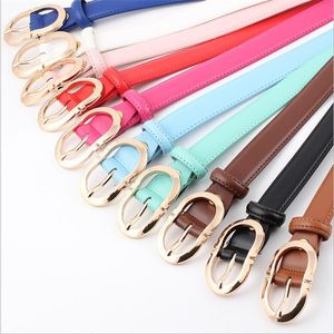 Belts High Quality Black White Red Genuine Leather Belt Female Ladies Gold Metal Buckle Skinny Waistbands Jeans Pant Girdle