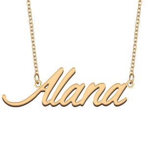 Ожерелье с именем Алана, кулон для женщин и девочек, подарок на день рождения, изготовленная на заказ табличка с именем, детские ювелирные изделия для лучших друзей, позолоченная нержавеющая сталь 18 карат