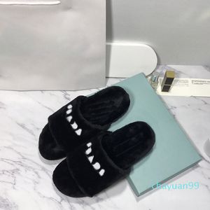 Vinter Kvinnor Tofflor Ull Varm Päls Slipper Hus Utanför Visa Stil Splicing Höst Kvinnor Slides Ladies Hollow Sandals Midsole Tjock 2021