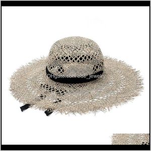 Caps Bonés, Lenços Luvas Moda Aessórios Summer Hollow Sun Hat Chapéu com Corda Senhoras Cúpula Panama Beach Para Feriados Viagem Wide B