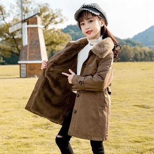 Kurtka zimowa dla dziewczynek ubrania 2021 rosyjski dzieci snowsuits plus velvet ciepły wierzchnia płaszcz dzieci nastoletnie dziewczyny parki 5-13 Y H0910