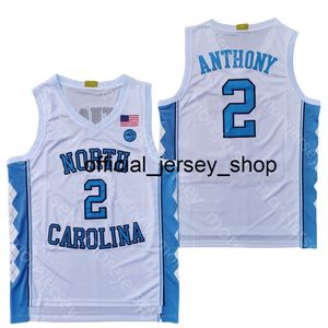 2020 New North Carolina College Basketball Jersey NCAA 2 Cole Anthony White All Stitched och Broderi Män Ungdomsstorlek