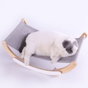 Kattbäddar möbler hängmatta rymlig upphöjd säng för alla storlekar katter och liten valphund lätt att montera naturlig träkonstruktion färg h0