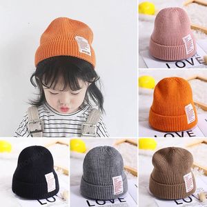 Mode Baby Winter Hut Jungen Mädchen Weiche Gestrickte Kinder Mützen Outdoor Warme Einfarbig Häkeln Kinder Kappen Motorhaube