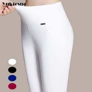 Taglie forti 5XL 6XL Pantaloni a matita da donna capris elastico in vita alta elasticizzato OL pantaloni causali da ufficio pantaloni femminili pantalon femme 210519