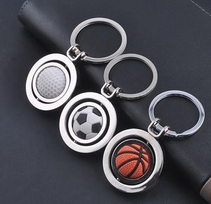 Rostfritt stål sport Keychain Pendant Fashion Football Basketball Golf Nyckelringar Bagage Dekoration Key Ring