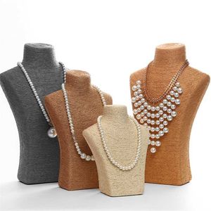Hemp Rope Necklace Display Stand Holder Nice Design Necklace Hanger High Quality Jewelry Display Bust Model Rack 211110