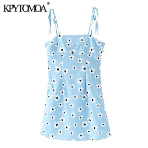 Kobiety Chic Moda Floral Print Mini Dress Backless Side Zipper Bow Tie Paski Kobiece Sukienki Vestidos 210420