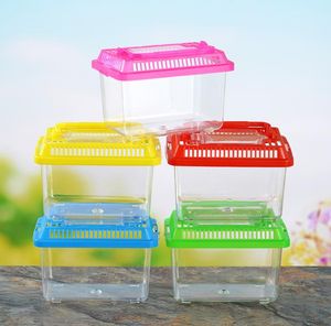 Lite husdjur kanin hus mini klar hamster bur söt transparent plast guldfisk sköldpadda skål med bärbart handtag många färger sn2664