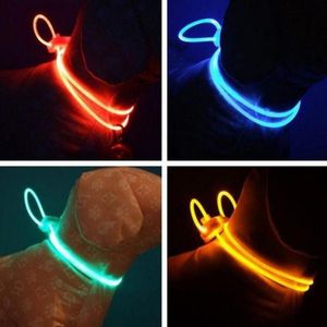 Dog Collars & Leashes Adjustable Luminous LED Pet Collar Solid Light Up Night Safety Tag Bright Flashing CollarDog