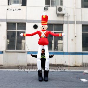 Concert Stage Performance Walking Inflatable Nutcracker Doll 3.5m Advertising Cartoon Figure Suit Blow Up Defender Puppet For Christmas Parade Show