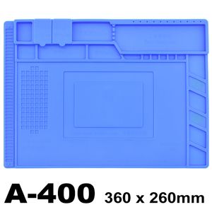 A400 Wärmeisolierendes Silikonpad, Schreibtischunterlage, Wartungsplattform für BGA-Löt-Reparaturstation mit magnetischem Abschnitt, 36 x 26 cm