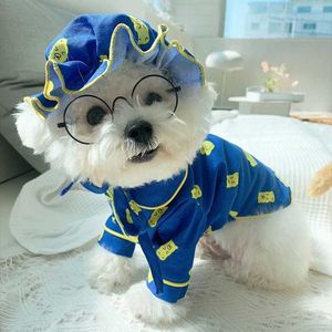 Blue Pet Dog Pajamas милая собака одежда хлопок посылать шляпы дизайн для щенка собаки девушки пальто куртка маленький средний чихуахуа teddy 211007