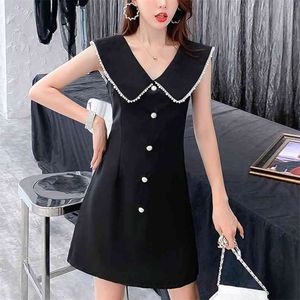 Runway Fashion Elegant Party Mini Dress Donna Summer Luxury Beading Slim Vita alta Sexy Black Vintage Robe Vestidos 210514