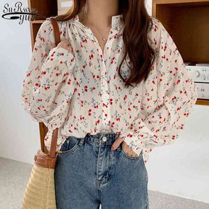 Printed Long Sleeve Blouse Woman Korean Style Office Lady Woman's Cardigan Loose Floral Shirts Blusas 10316 210427