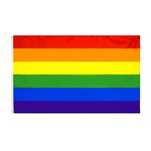 90*150CM Regenbogen Flagge Doppel Linie Crimpen Gleichgeschlechtlichen Flaggen Quadrat Banner Haushalt Garten Produkte