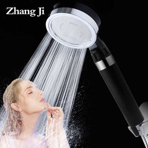Zhangji 9.3 cm Black big panel Adjustable Filter Shower Head Water saving High Pressure with Stop Switch Skin Care Shower 210724