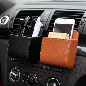 Bilarrangör Outlet Vent Seat Back Tidy Storage Box Coin Bag Case Pocket Hanging Holder Pu Leather Pouch Automobil Accessoriescar