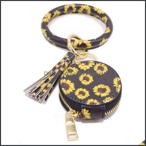 Ключные кольца ювелирные изделия EST роскошный кожаный браслет брелок Custom Custom Bangle Tassel кошелек с макияжем зеркало для женщин падение доставки 2021 JYWZV