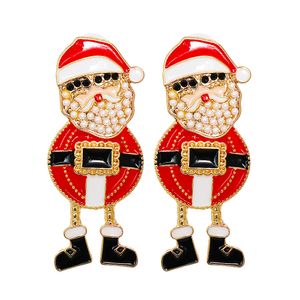 Natal Papai Noel Brincos Feminino Strass Dangle Brincos Xmas Gota Earing Para Mulheres Presente De Festa de Jóias