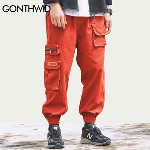 Gonthwid Side Zipper Kieszenie Cargo Harem Joggers Spodnie Mężczyźni Hip Hop Casual Dressants Streetwear Harajuku Spodnie Moda 210715