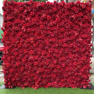 Fiori decorativi Ghirlande Pannelli 3D e Roil Parete artificiale Decorazione di nozze Finta rosa rossa Peonia Orchidee Sfondo Corridori Decorazioni per la casa