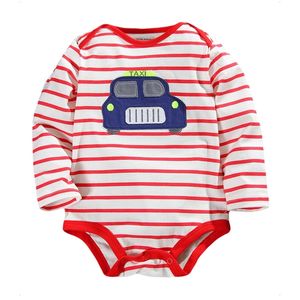 Táxi Stripe Baby Boys Roupas Moda Moda Bodysuits Boysuits Menino Camisas Corpo Terno Underwear Soft Confortável Pijamas Tops 210413