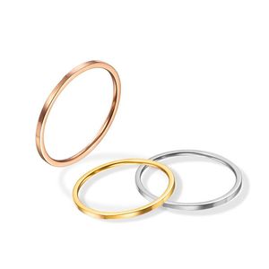Cluster Rings JHSL Fashion Jewelry Stainless Steel Small 1mm Girl Women Solid Polished Black Silver Rose Gold Color US Size 3 4 5 6 7 8