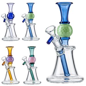 7 tum Rak Perc Hookahs Heady Glas Bongs Ball Form Vattenrör N Hål Percolator Oil Rigs 14mm Små Mini Dab Rig med skål