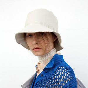 Jin-Swhbias кожаное ведро для женщин сплошные черные белые хаки женские шляпы осень солнца блокировка ветрозащищенная старинная японская шляпа