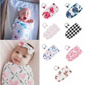 Wholesale baby bag swaddle for sale - Group buy Baby Sleeping Bags Newborn Infant Babys Swaddle Blanket KidBaby SleepingSwaddleInfant print Swaddleheadband set