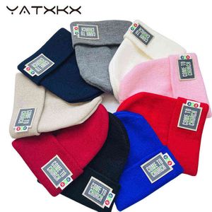 [Yatxkx] Вязаная шапка весна осень вязание крючком девочки шапочки для женщин унисекс теплый открытый мода лыжи вязаная зимняя крышка gorros y21111