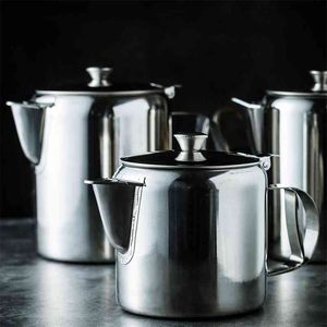 Bärbar kaffekanna Kokare Rostfritt stål Teaker för servering Mjölk Pitcher Barista Espresso Percolator Verktyg 210423