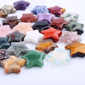 30mm naturlig kristall sten stjärna formad colorfull mascot meditation chakra reiki helande ädelstenar polerad presentanvändning samling och heminredning