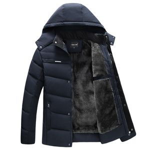 メンズダウンパーカスパーカメンズコート冬ジャケット厚いフード付き防水性アウトウェアウォームコート父親の服のカジュアルオーバーコート