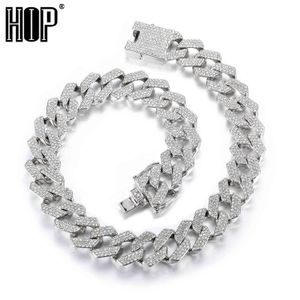 20mm Cuban Link Chains Alloy Necklace Iced Out 3 Row Rhinestones Bracelets&Necklaces Sets For Men/Women Hip Hop Rock Jewelry X0509