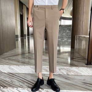 高品質ビジネスドレスパンツ男性オフィスソーシャルカジュアルパンツ春足首長さのズボンPantalon Homme Classique 210527