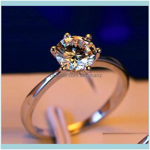 Cluster Rings Jewelry90% Off Luxury Female Small Lab Diamond Ring Real 925 Sterling Sier Engagement Solitaire Wedding S For Women Drop Deliv