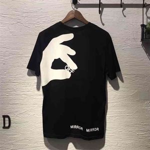 Ankomstmärke Kläder Kort Strikkad O-Neck Off Casual T Shirt Men Hip Hop Printing Fritid Bomull Tshirt Homme Sale 210706