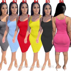 Sexy Sleeveless Vest Women Dresses Casual Sling Dresses Fashion Solid Color V Neck Slim Bodycon Skirt Summer Designers Clothes