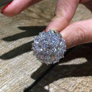 S925 Sterling Silver Color Flower Sharp Big Zircon Stone Rings for Women Fashion Gedding Consigning Jewelry 2019 P0818255V