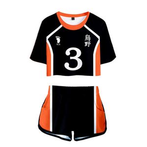 Haikyuu Cosplay Traje Hinata Shoyo Shorts Nishinoya Yuu uniforme esportes Karasuno Koukou High School Voleibol Club Mulheres Y0913