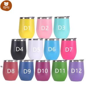 Red wine cup Stainless steel hot coffee mug tumbler double wall egg shape cute with lid water insulated Multi color thermo wjy591