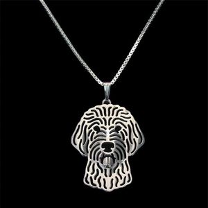 Colares de pingente de moda feminina Metal Goldendoodle liga de liga de amantes em forma de gota